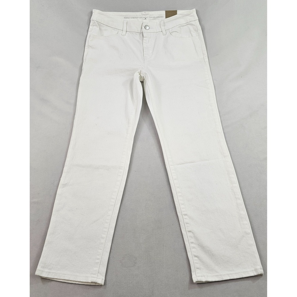 Chico's jean pants womens 0.5R US 6R stretch pull on white girlfriend slim ankle